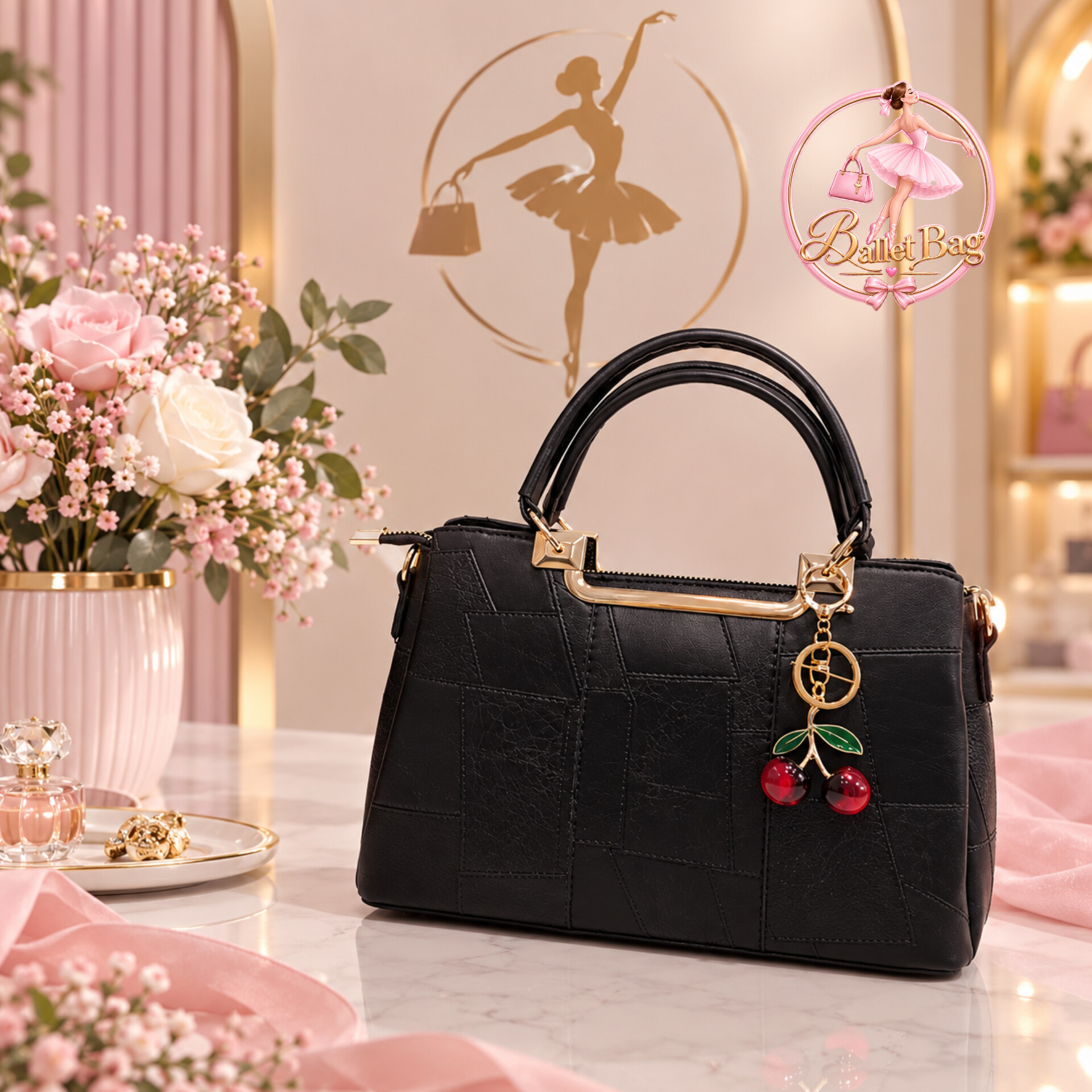 کیف مجلسی چرمی زنانه طرح آویز گیلاسی